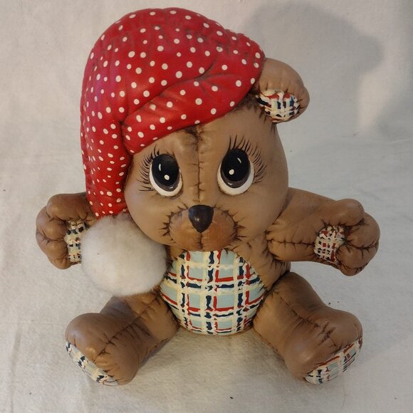 Vintage 1986 Dona Mold Hand Painted Ceramic Teddy Bear Piggy Bank - Picture 2 of 8